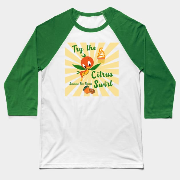 Citrus Swirl Sunshine Terrace Baseball T-Shirt by magicalshirtdesigns